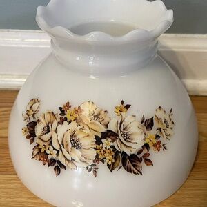 Vintage Milk Glass Hurricane Parlor~Oil Lamp Ruffle Top White Shade 8”